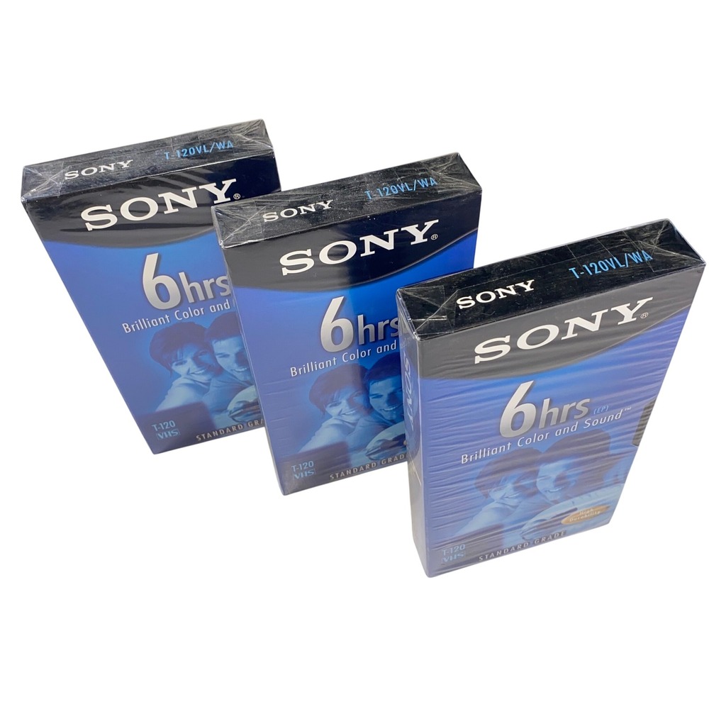 Sony T-120VL/WA VHS 6 Hour Standard Grade New Sealed Lot of‎ 3